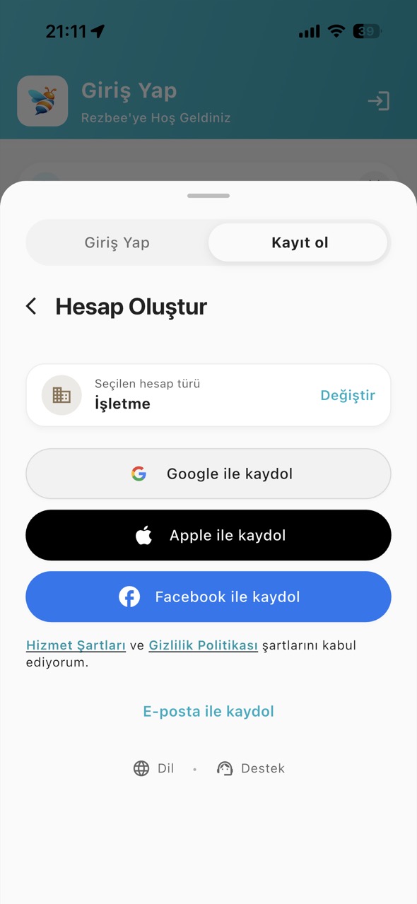 Hesabınızı oluşturun