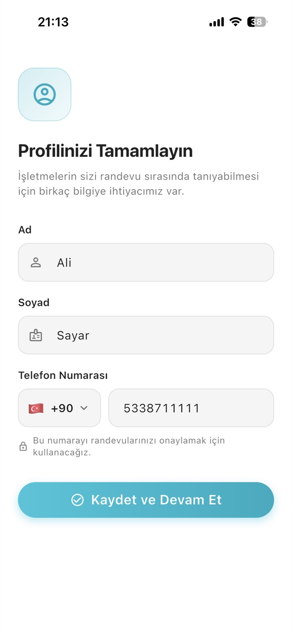 Profilinizi tamamlayın